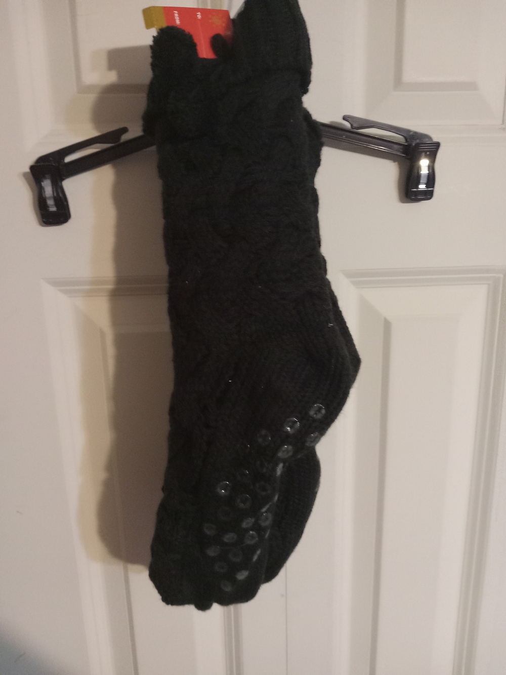 Joe Boxer Black Cable Knit Gripper Slipper Socks